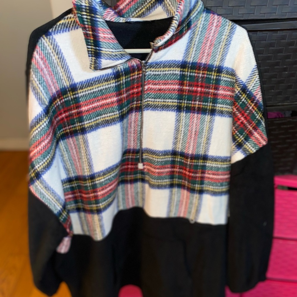Plaid shein pullover sweater